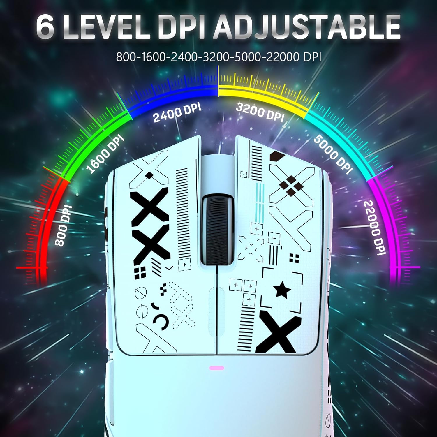 Attack Shark X11 – 59g Superlight Wireless Gaming Mouse | RGB Charging Dock | 22000 DPI | 5 Buttons | White