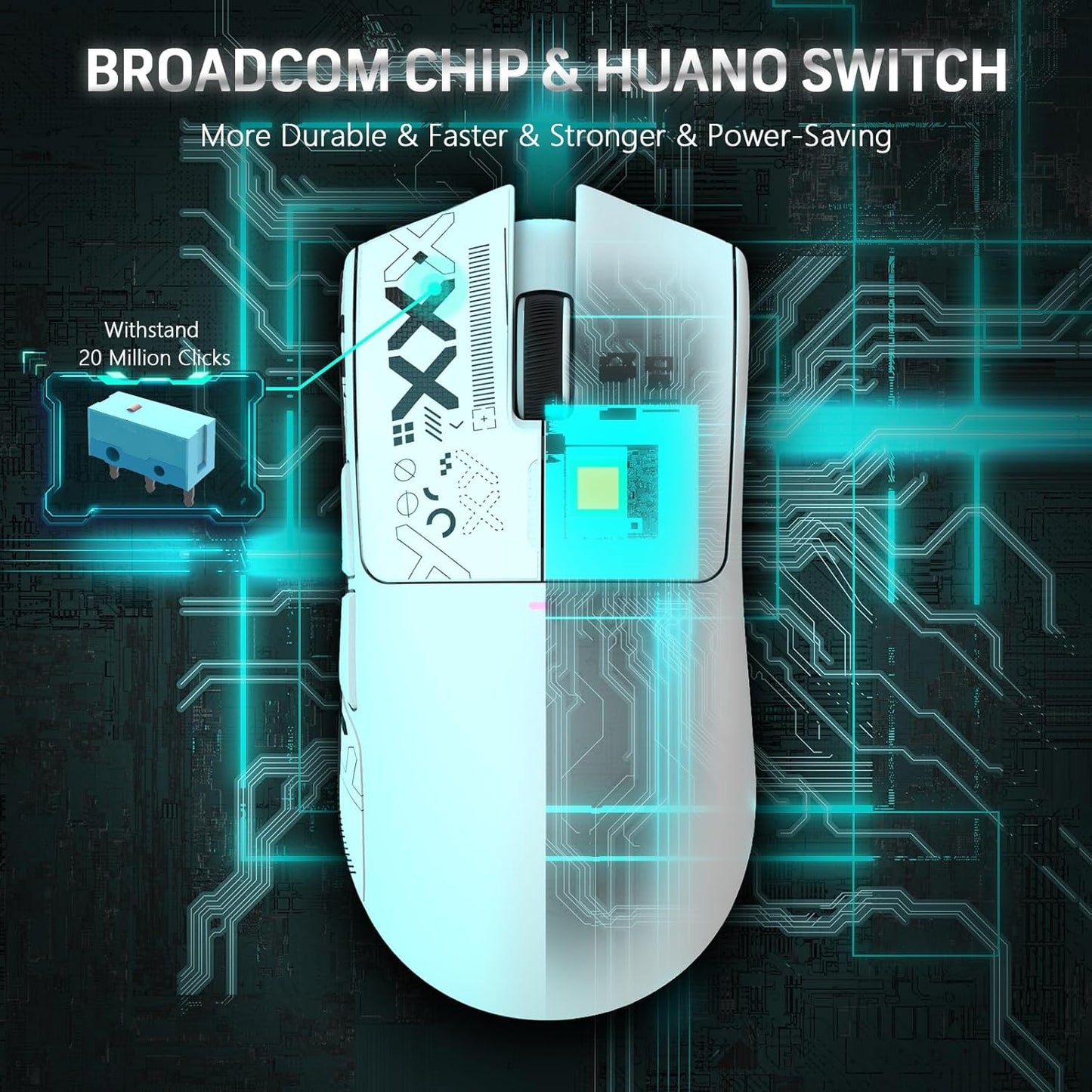 Attack Shark X11 – 59g Superlight Wireless Gaming Mouse | RGB Charging Dock | 22000 DPI | 5 Buttons | White