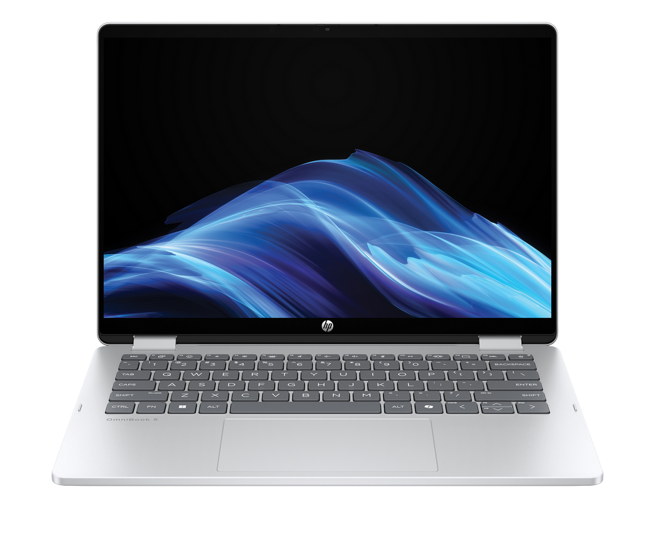 HP OmniBook 5 Flip 14-FP0023 – Intel Core 7 150U | 16GB RAM | 512GB SSD | 14″ WUXGA Touchscreen | Windows 11 | Glacier Silver | Backlit Keyboard