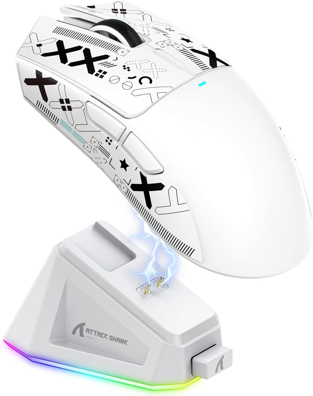 Attack Shark X11 – 59g Superlight Wireless Gaming Mouse | RGB Charging Dock | 22000 DPI | 5 Buttons | White