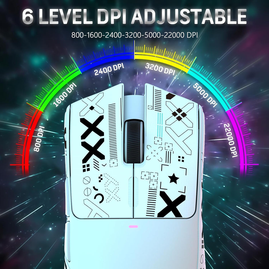 Attack Shark X11 – 59g Superlight Wireless Gaming Mouse | RGB Charging Dock | 22000 DPI | 5 Buttons | White