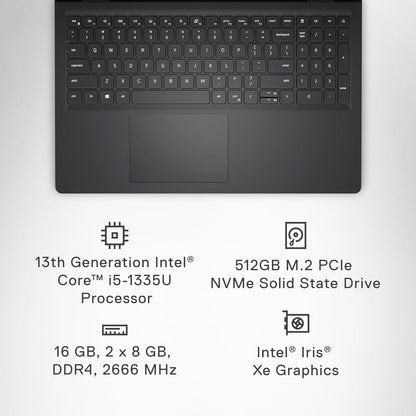 Dell Inspiron 3530 Laptop - 15.6-inch FHD (1920 x 1080) Touchscreen Display, Intel Core i5-1335U, 16GB DDR4 RAM, 512GB SSD, Intel Iris Xe Graphics, Windows 11 Home - Carbon Black
