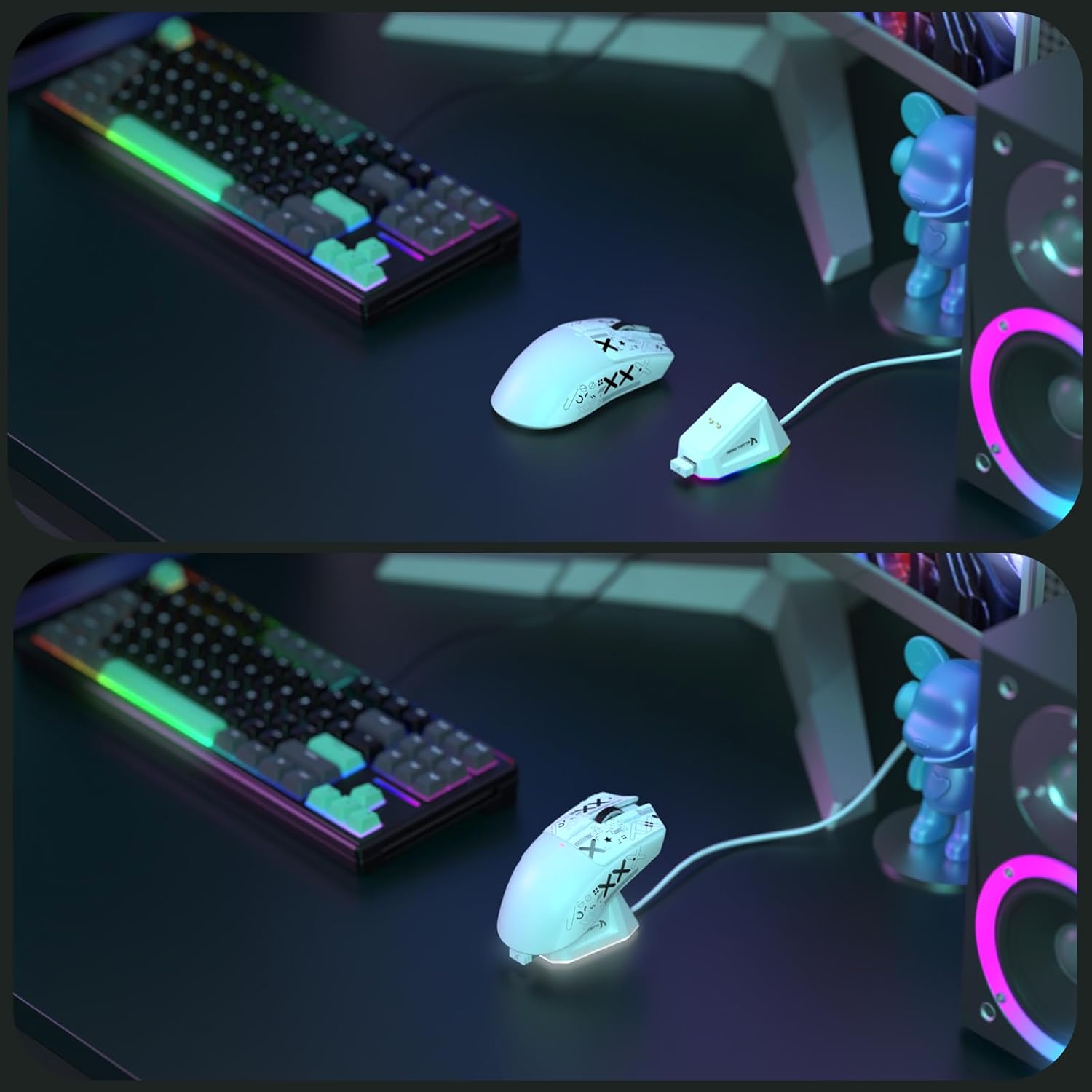 Attack Shark X11 – 59g Superlight Wireless Gaming Mouse | RGB Charging Dock | 22000 DPI | 5 Buttons | White